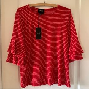 New with tags Anthropologie W5 striped ruffle sleeve top